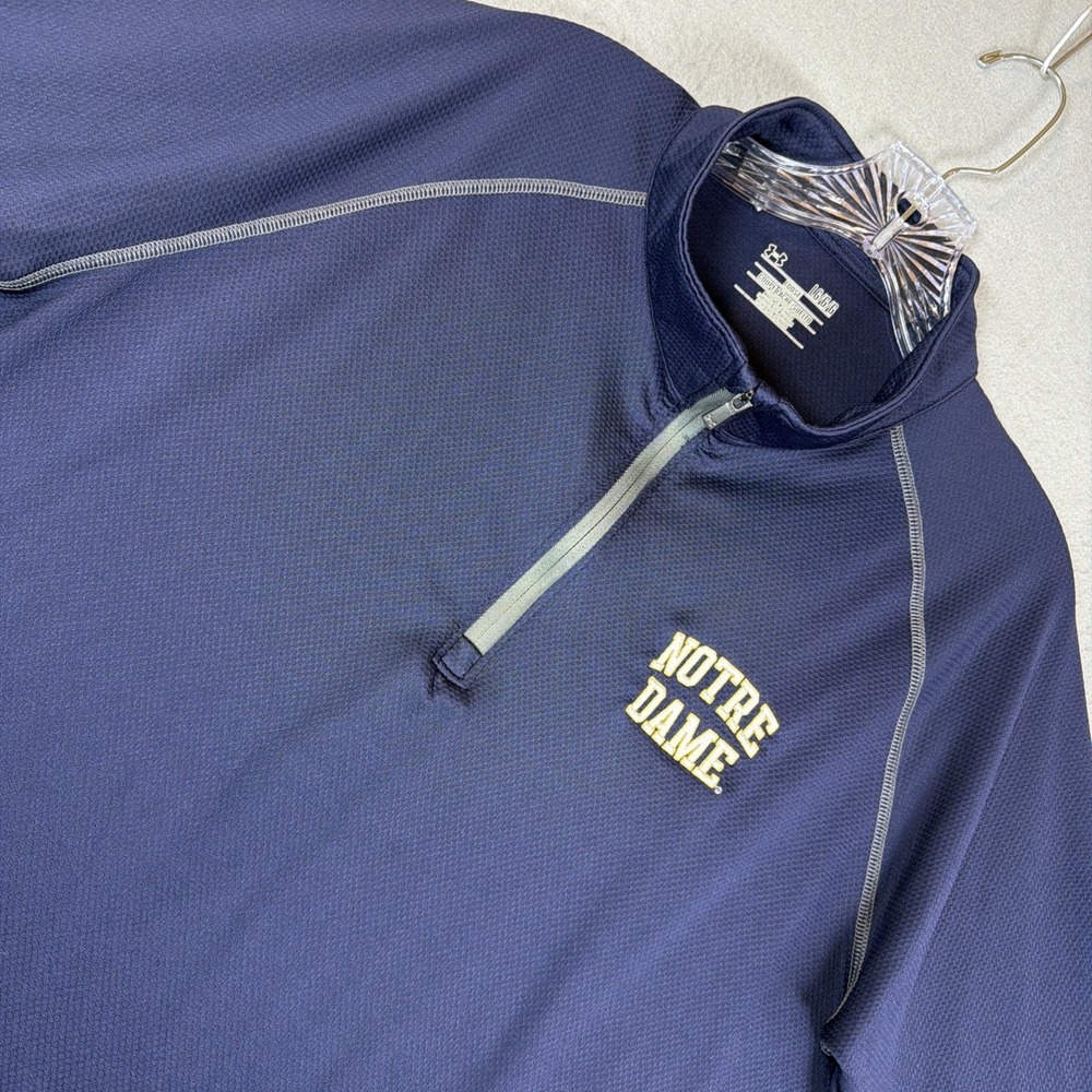 Notre Dame Under Armour Loose Navy Pullover 1/4 Zip Large Embroidered